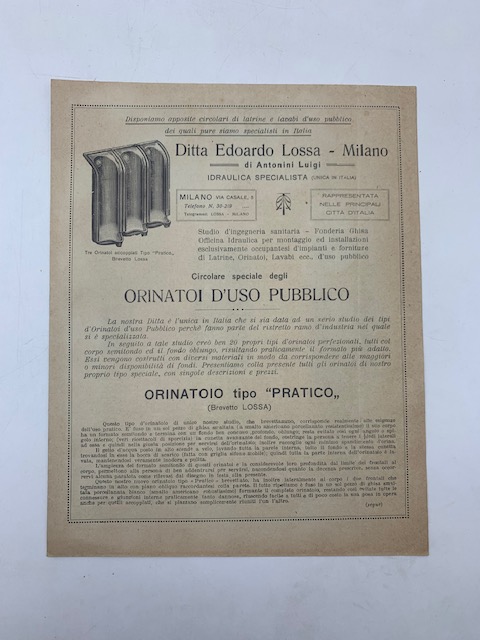 Ditta Edoardo Lossa, Milano. Orinatoi d'uso pubblico (Catalogo)